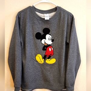 Disney Mickey Mouse Long Sleeve Split Side Pullover Embroidered Sweatshirt.Med